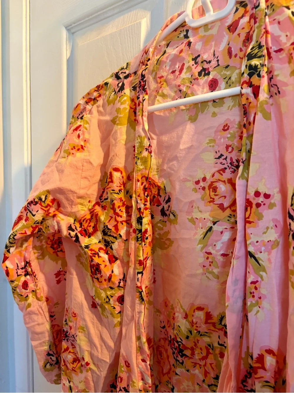 Floral Pink Kimono Robe — Lightweight Lounge Wrap